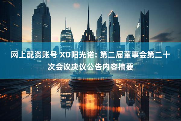 网上配资账号 XD阳光诺: 第二届董事会第二十次会议决议公告内容摘要